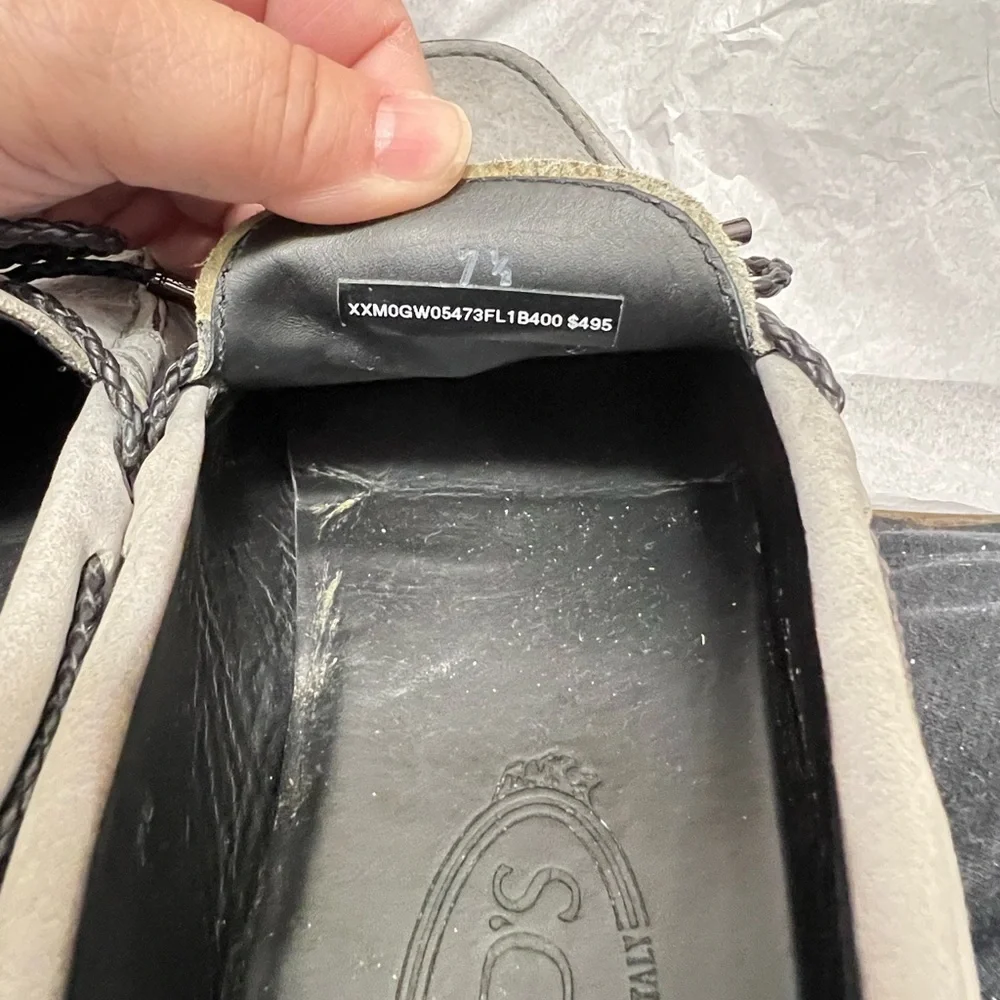 Tod's Men's LACCETTO Gommino Suede Gray Driving Loafers Size 7.5 Box & Dust Bag - Picture 7 of 11